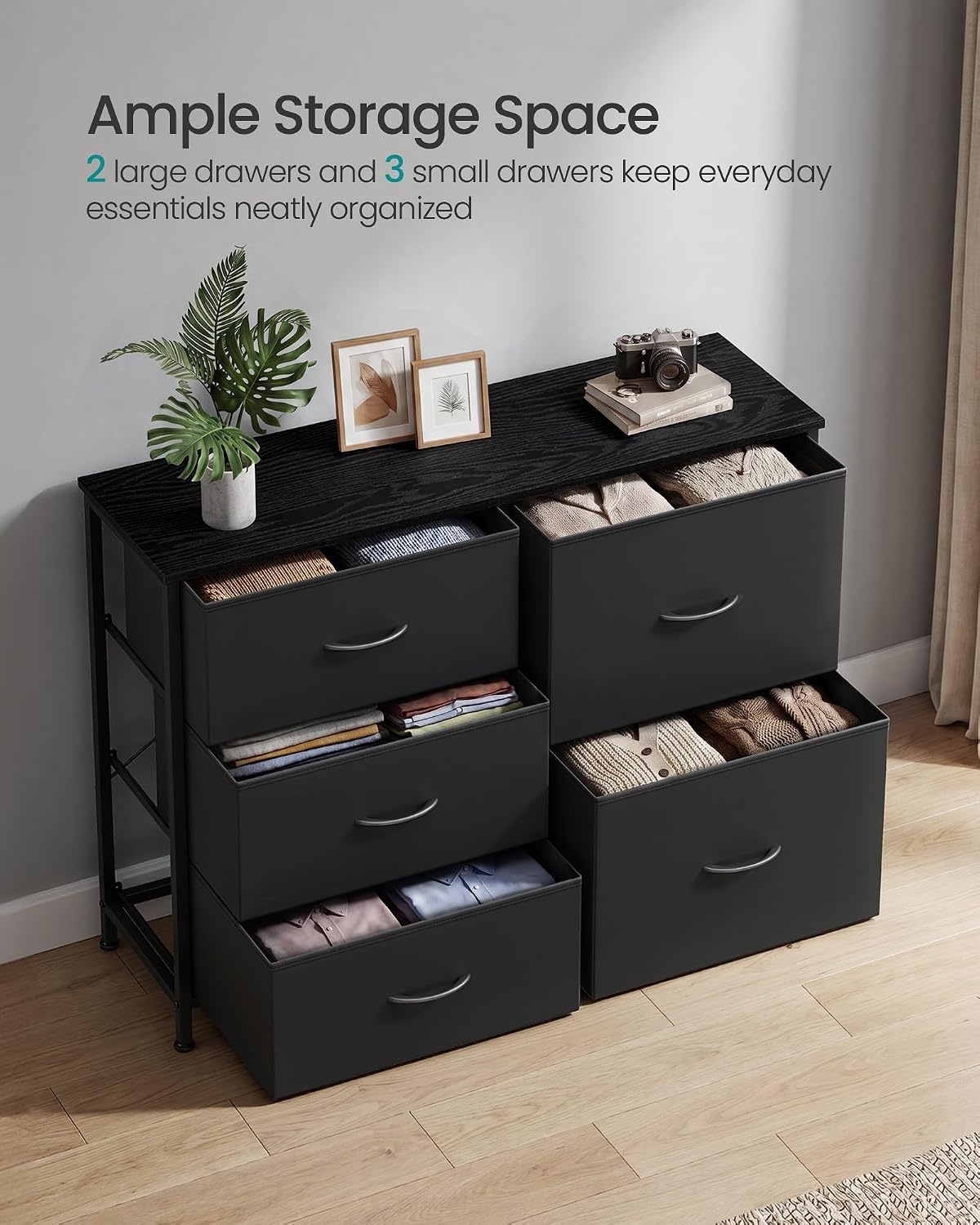 image:imageSONGMICS Dresser for Bedroom Wide Dresser for Closet with 5 Fabric DrawersInk Black