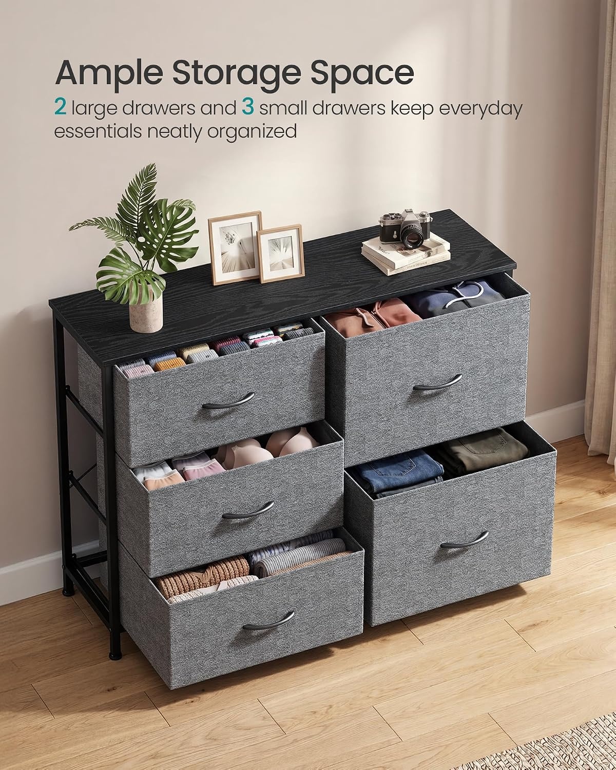 image:imageSONGMICS Dresser for Bedroom Wide Dresser for Closet with 5 Fabric DrawersSlate Gray