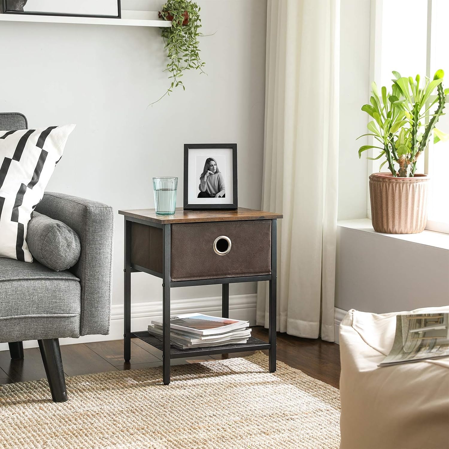 image:imageSONGMICS Dresser with Hanging Rod Closet Organizer with 6 Fabric DrawersRustic Brown Ink Black