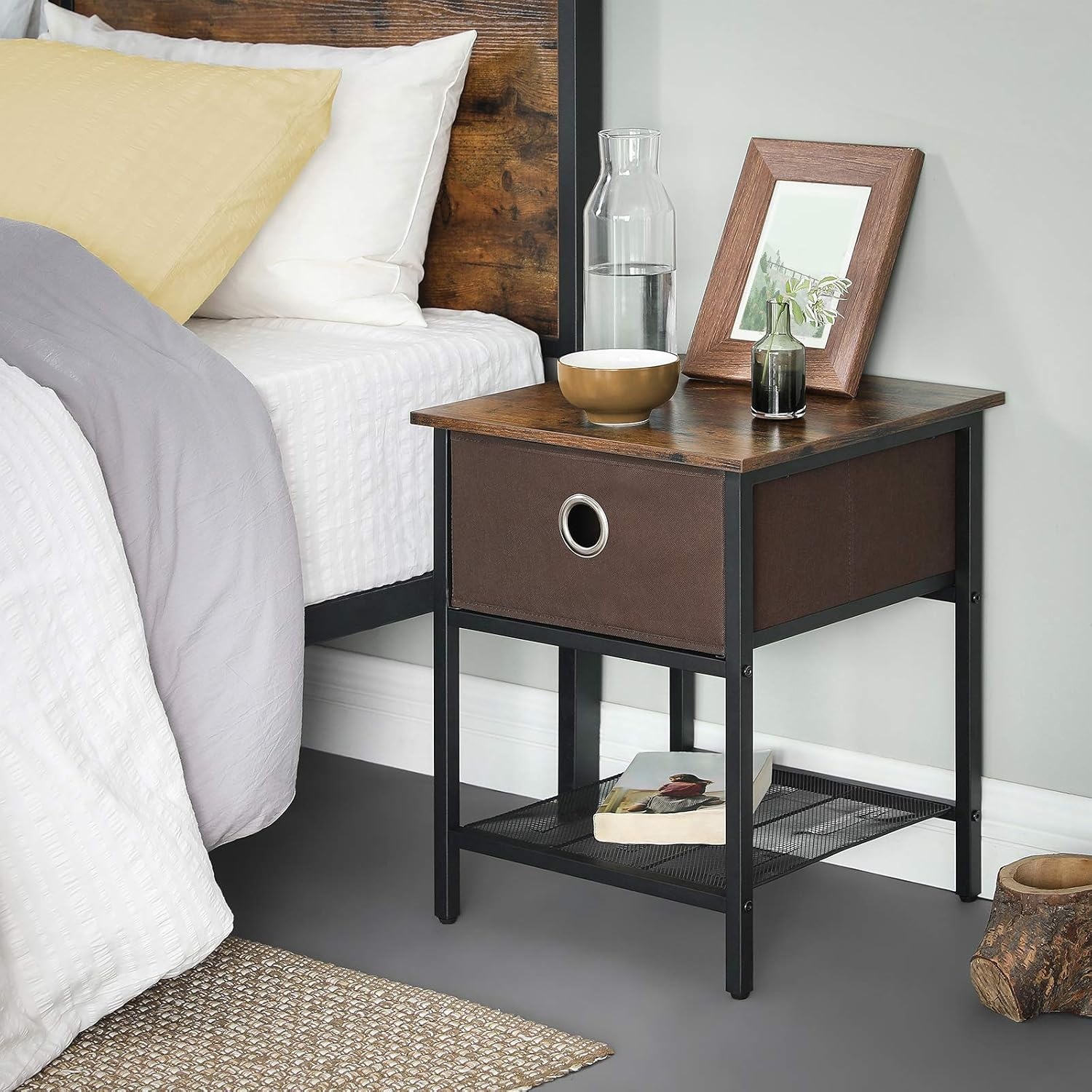 image:imageSONGMICS Dresser with Hanging Rod Closet Organizer with 6 Fabric DrawersRustic Brown Ink Black