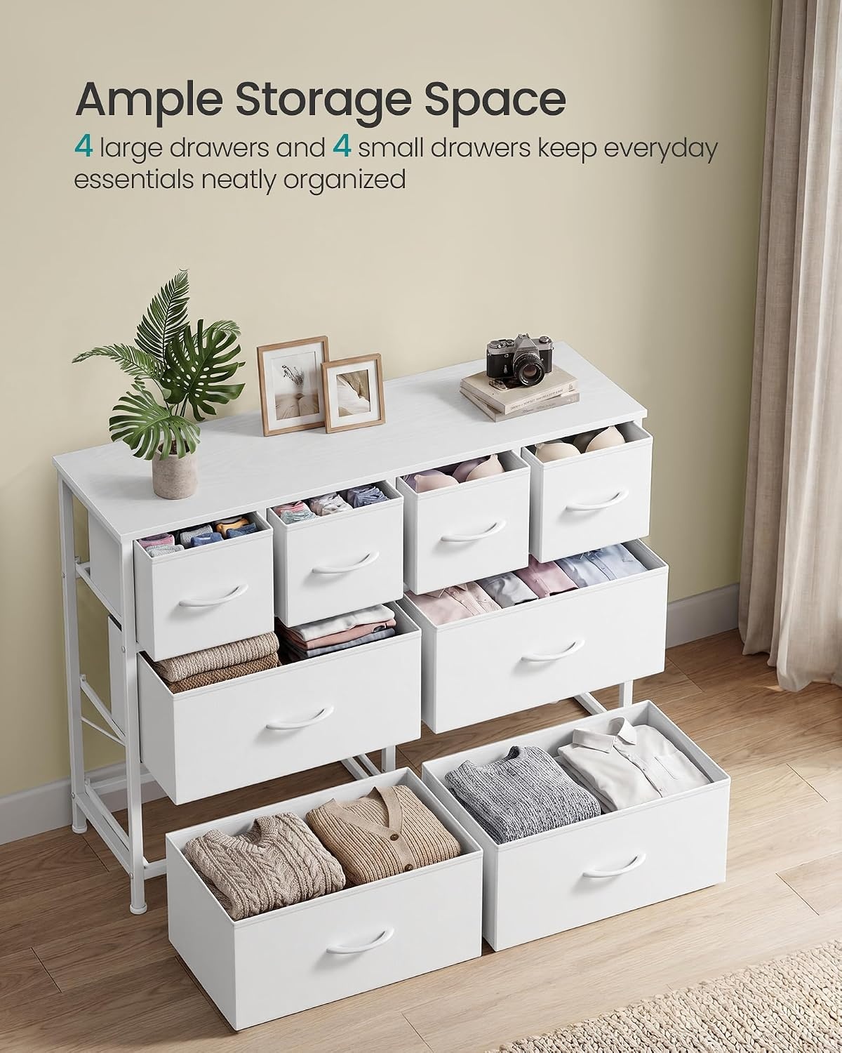 image:imageSONGMICS Tall Dresser for Bedroom 5 Fabric Drawers with Steel FrameCloud White