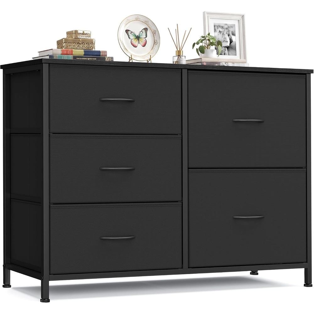 image:imageSONGMICS Dresser for Bedroom Wide Dresser for Closet with 5 Fabric DrawersInk Black