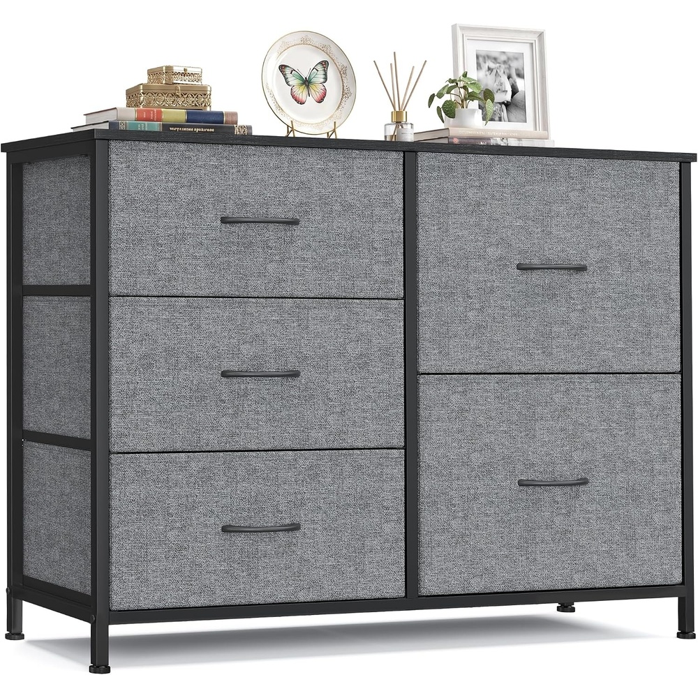 image:imageSONGMICS Dresser for Bedroom Wide Dresser for Closet with 5 Fabric DrawersSlate Gray
