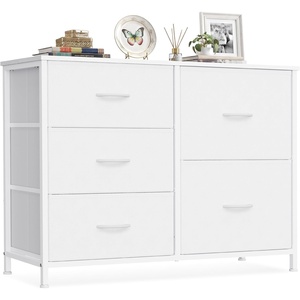 SONGMICS Dresser for Bedroom, Wide Dresser for Closet with 5 Fabric Drawers(Cloud White)