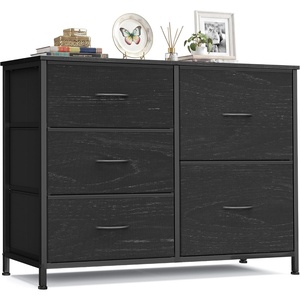 SONGMICS Dresser for Bedroom, Wide Dresser for Closet with 5 Fabric Drawers(Ebony Black)