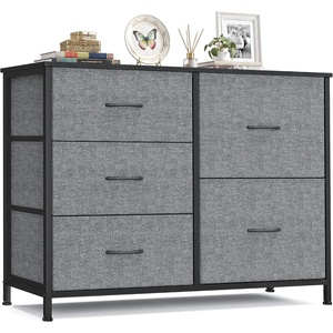SONGMICS Dresser for Bedroom, Wide Dresser for Closet with 5 Fabric Drawers(Slate Gray)