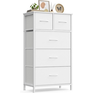 SONGMICS Tall Dresser for Bedroom, 5 Fabric Drawers with Steel Frame(Cloud White)
