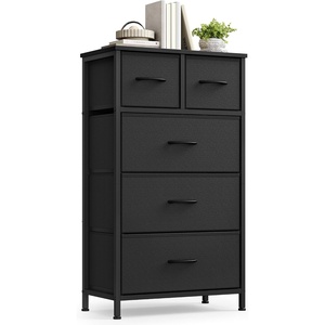 SONGMICS Tall Dresser for Bedroom, 5 Fabric Drawers with Steel Frame(Ink Black)
