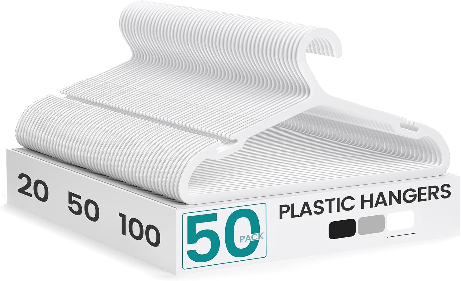 image:imageSONGMICS 20 Pack Slim Plastic Hangers Heavy Duty NonSlip NotchesCloud White