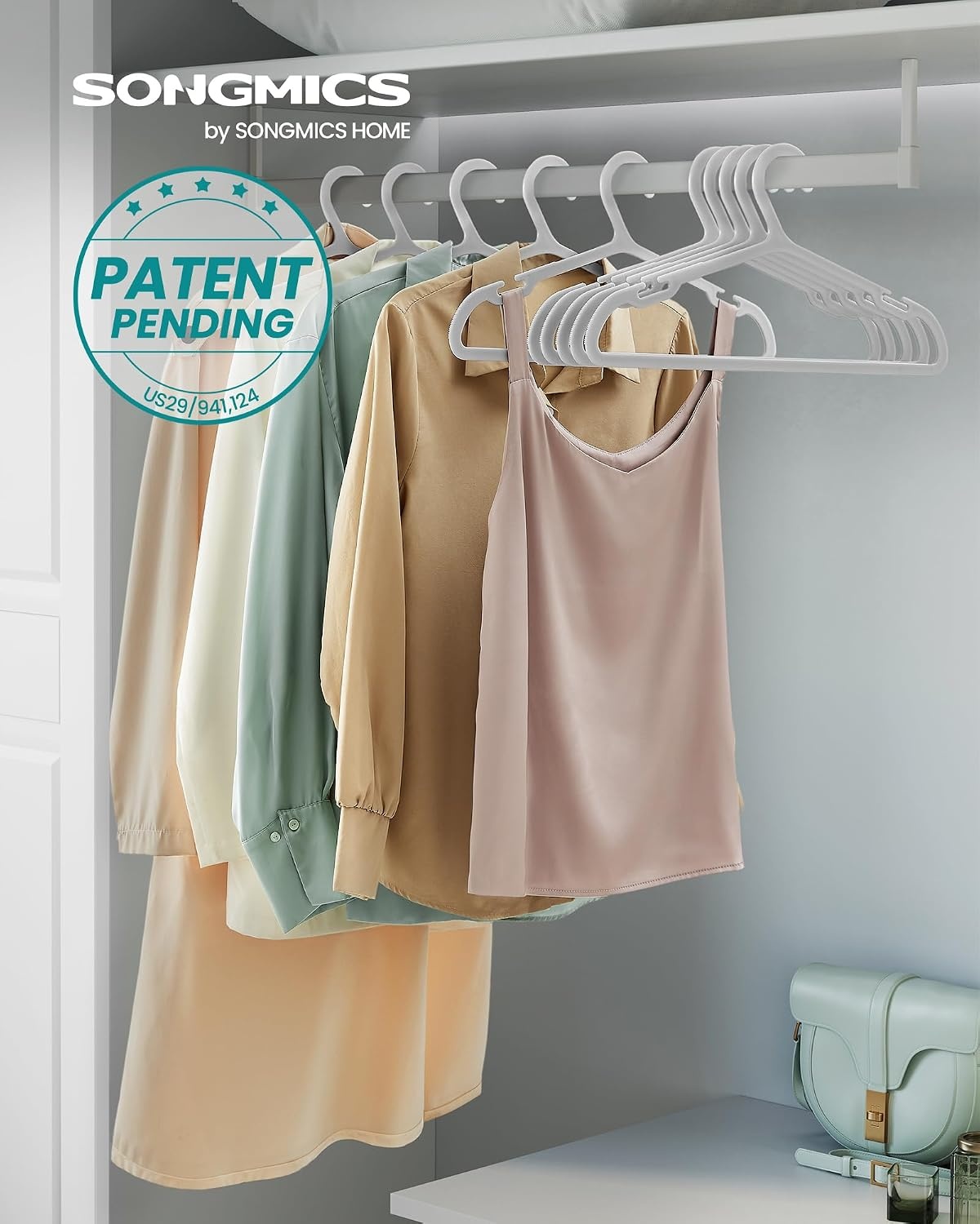 image:imageSONGMICS 20 Pack Slim Plastic Hangers Heavy Duty NonSlip NotchesGray