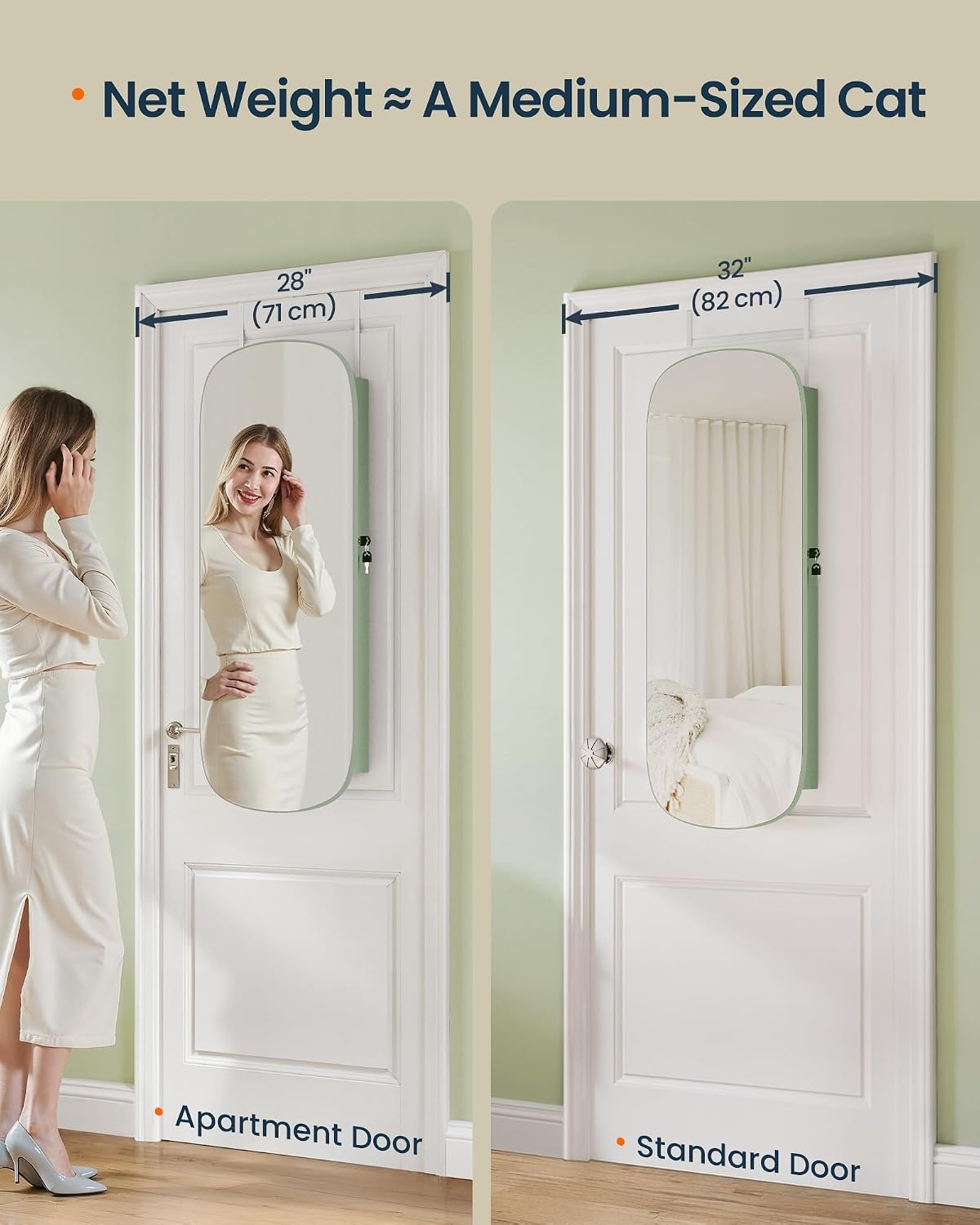 image:imageSONGMICS HOME Mirror Jewelry Cabinet Lockable Hanging Jewelry Organizer with FullLength Mirror Door or Wall Mounted Storage Cabinet Interior LED Lights BlackGreen