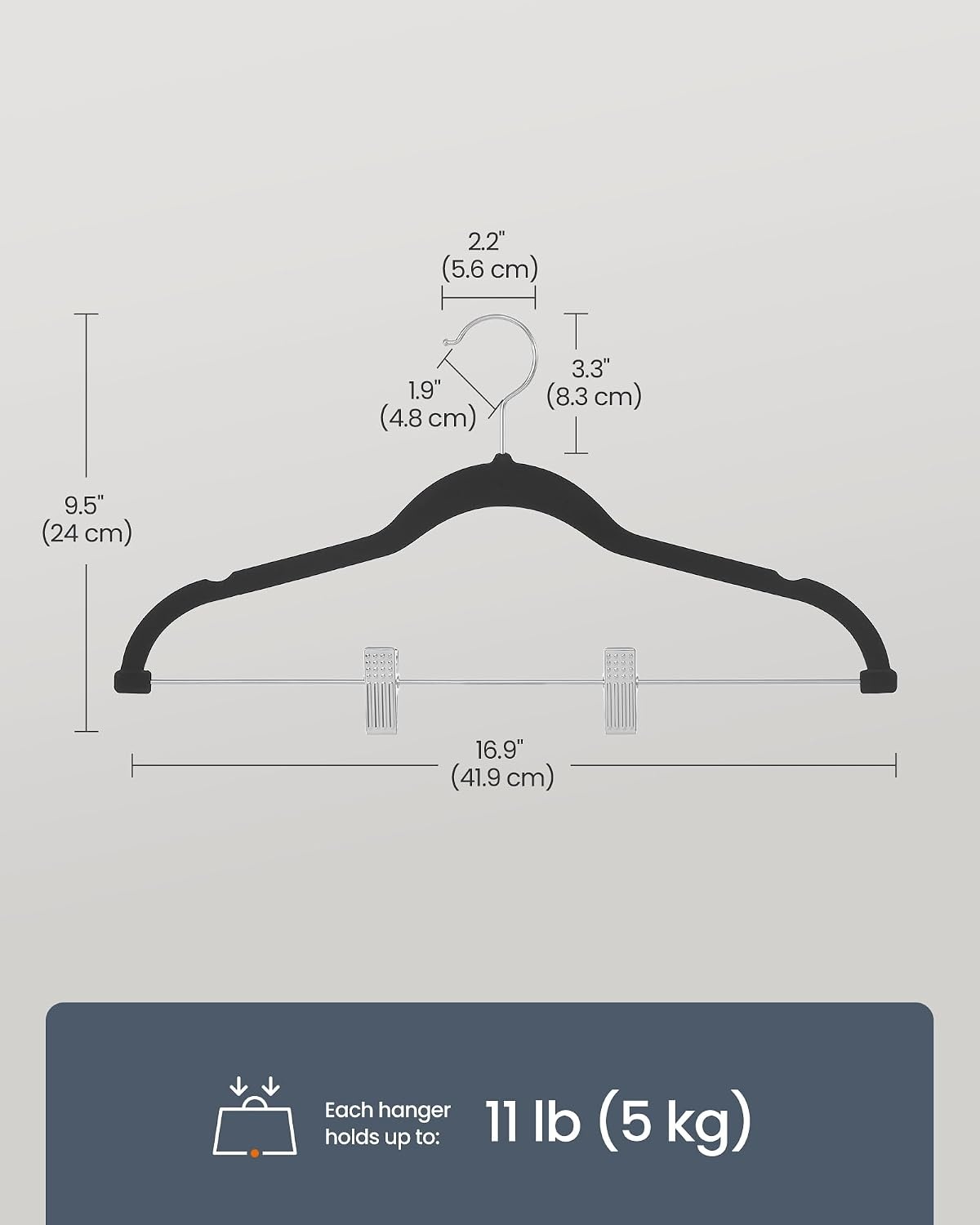 image:imageSONGMICS HOME Velvet Pants Hangers with Adjustable Clips NonSlip SpaceSaving Clothes Hangers 30 Pack Shoulder Notches for Skirts GrayBlack
