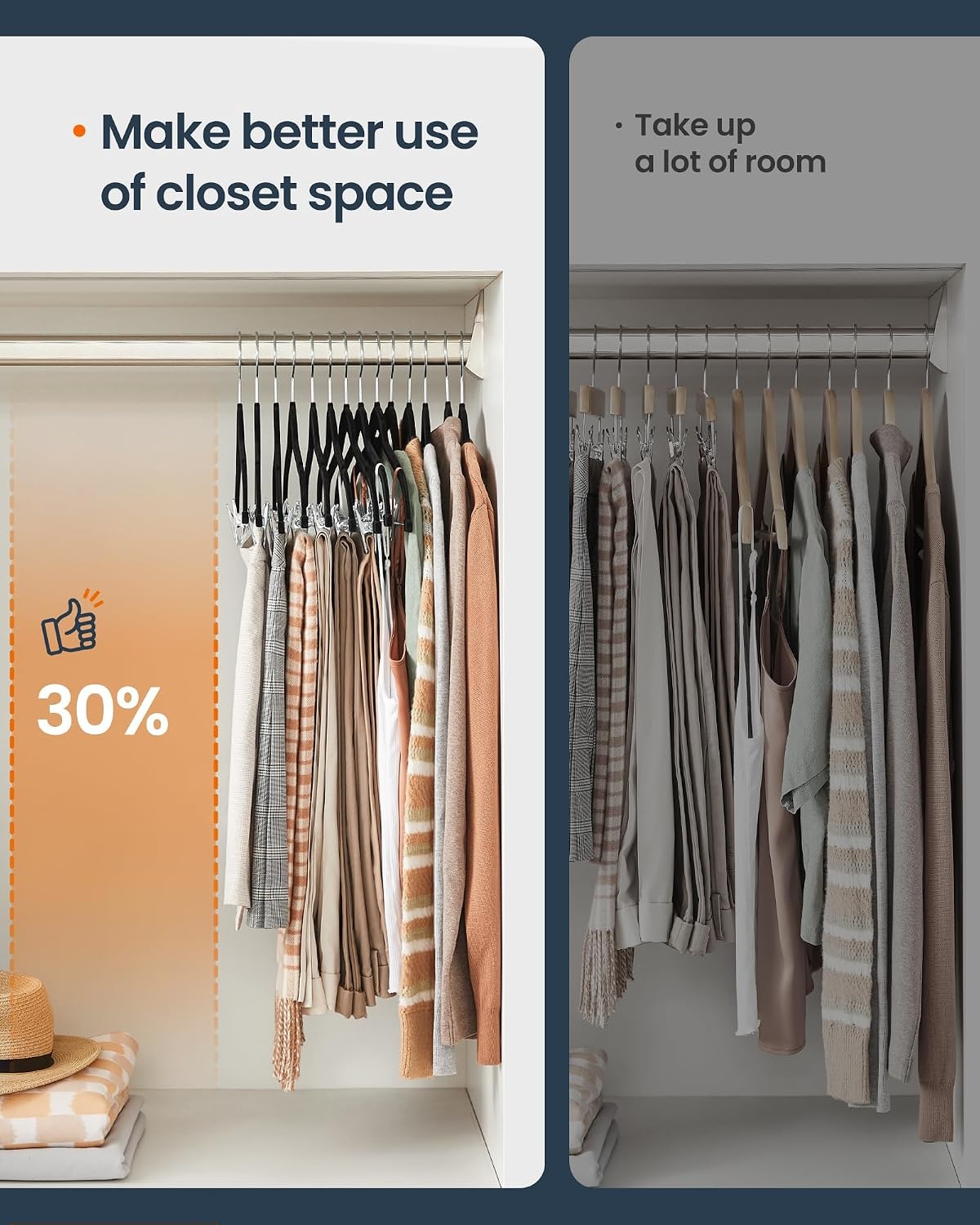 image:imageSONGMICS HOME Velvet Pants Hangers with Adjustable Clips NonSlip SpaceSaving Clothes Hangers 30 Pack Shoulder Notches for Skirts GrayBlack