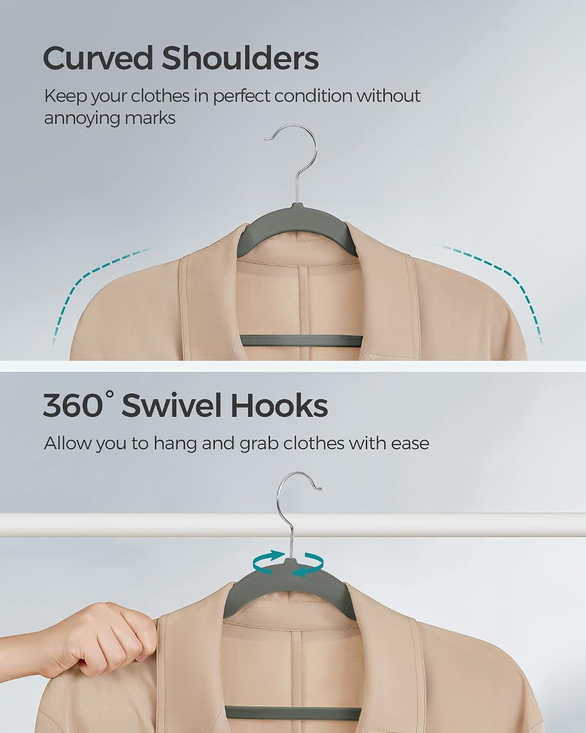 image:imageSONGMICS Velvet Hangers 100 Pack NonSlip Suit Hangers SpaceSaving