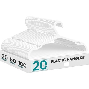 SONGMICS 20 Pack Slim Plastic Hangers, Heavy Duty, Non-Slip Notches(Cloud White)