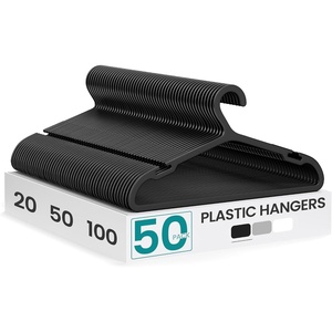 SONGMICS 20 Pack Slim Plastic Hangers, Heavy Duty, Non-Slip Notches(Ink Black)