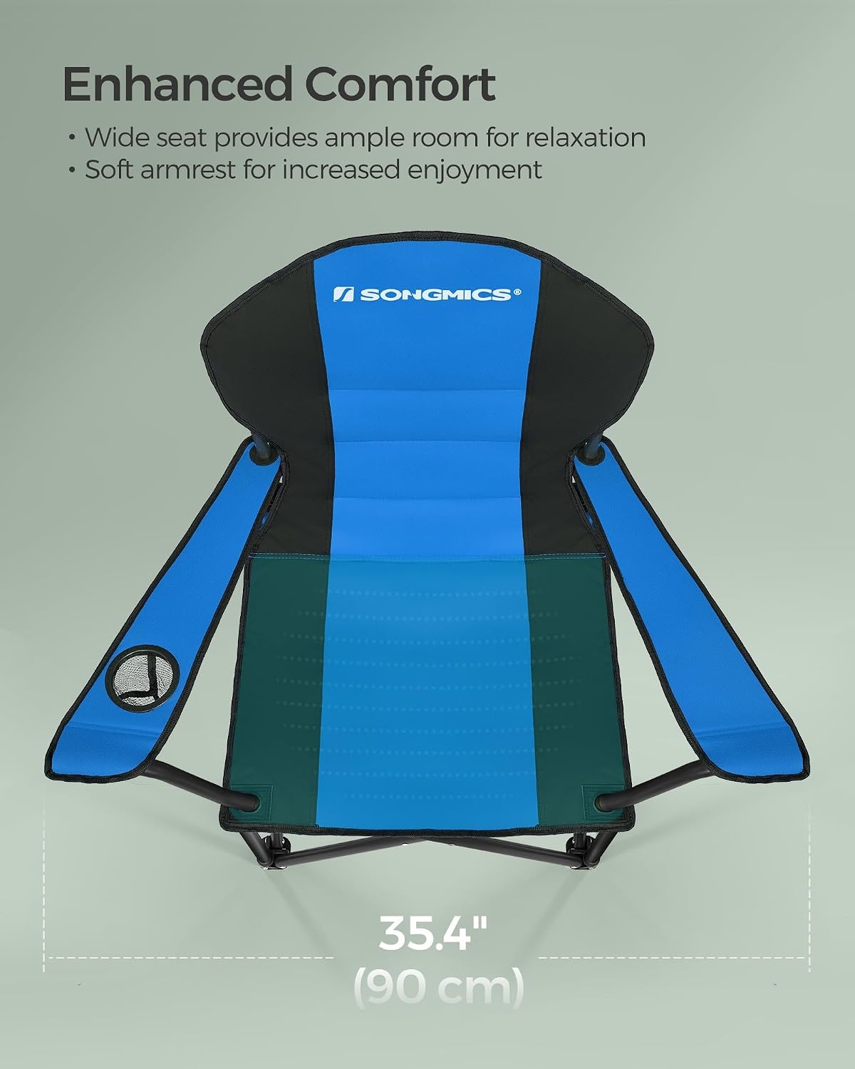 image:imageSONGMICS Camping Chair Steel Frame Supports 3307 lb 2 Storage PocketsBlack Blue