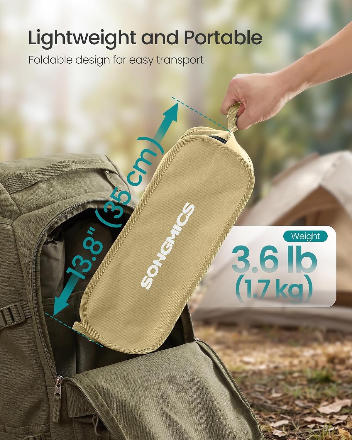 image:imageSONGMICS Camping Chair Steel Frame Supports 3307 lb 2 Storage PocketsBrown