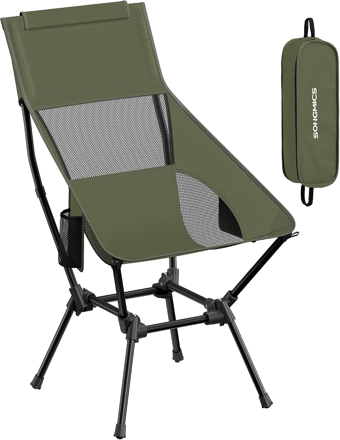 image:imageSONGMICS Camping Chair Steel Frame Supports 3307 lb 2 Storage PocketsGreen