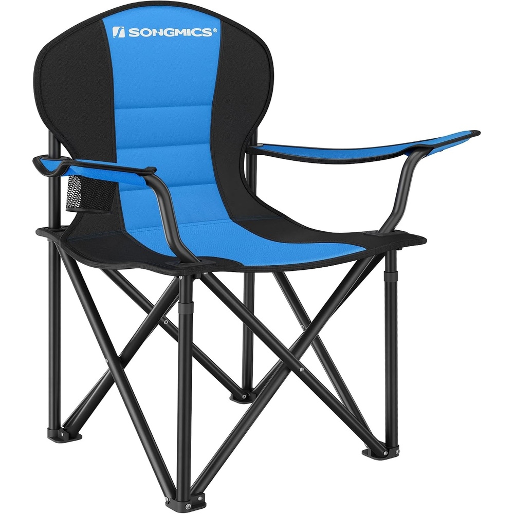 image:imageSONGMICS Camping Chair Steel Frame Supports 3307 lb 2 Storage PocketsBlack Blue