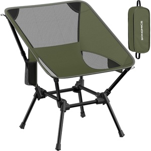 SONGMICS Camping Chair, Steel Frame, Supports 330.7 lb, 2 Storage Pockets(Green)