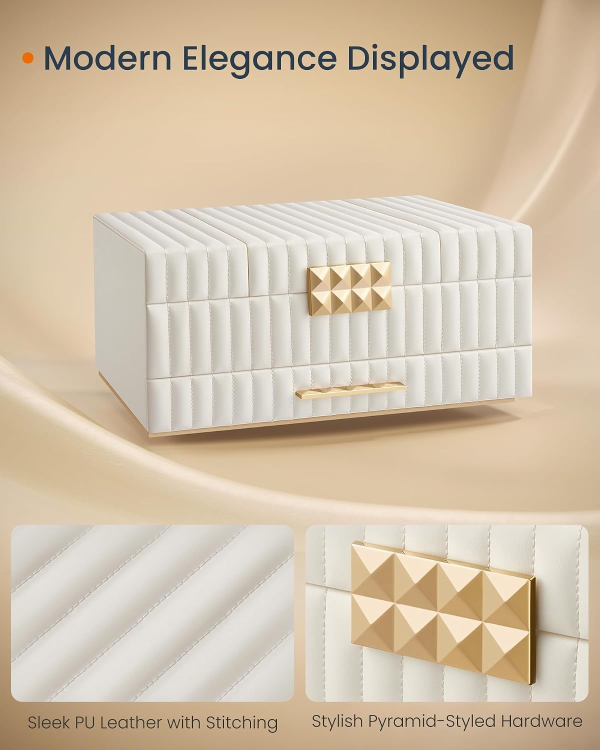 image:imageSONGMICS HOME Jewelry Box 5Tier Large Organizer PU Leather WhiteCloud White