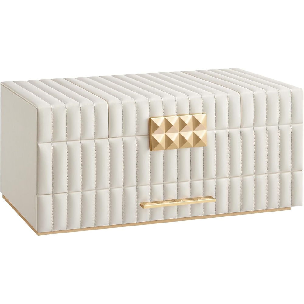 image:imageSONGMICS HOME Jewelry Box 5Tier Large Organizer PU Leather WhiteCloud White