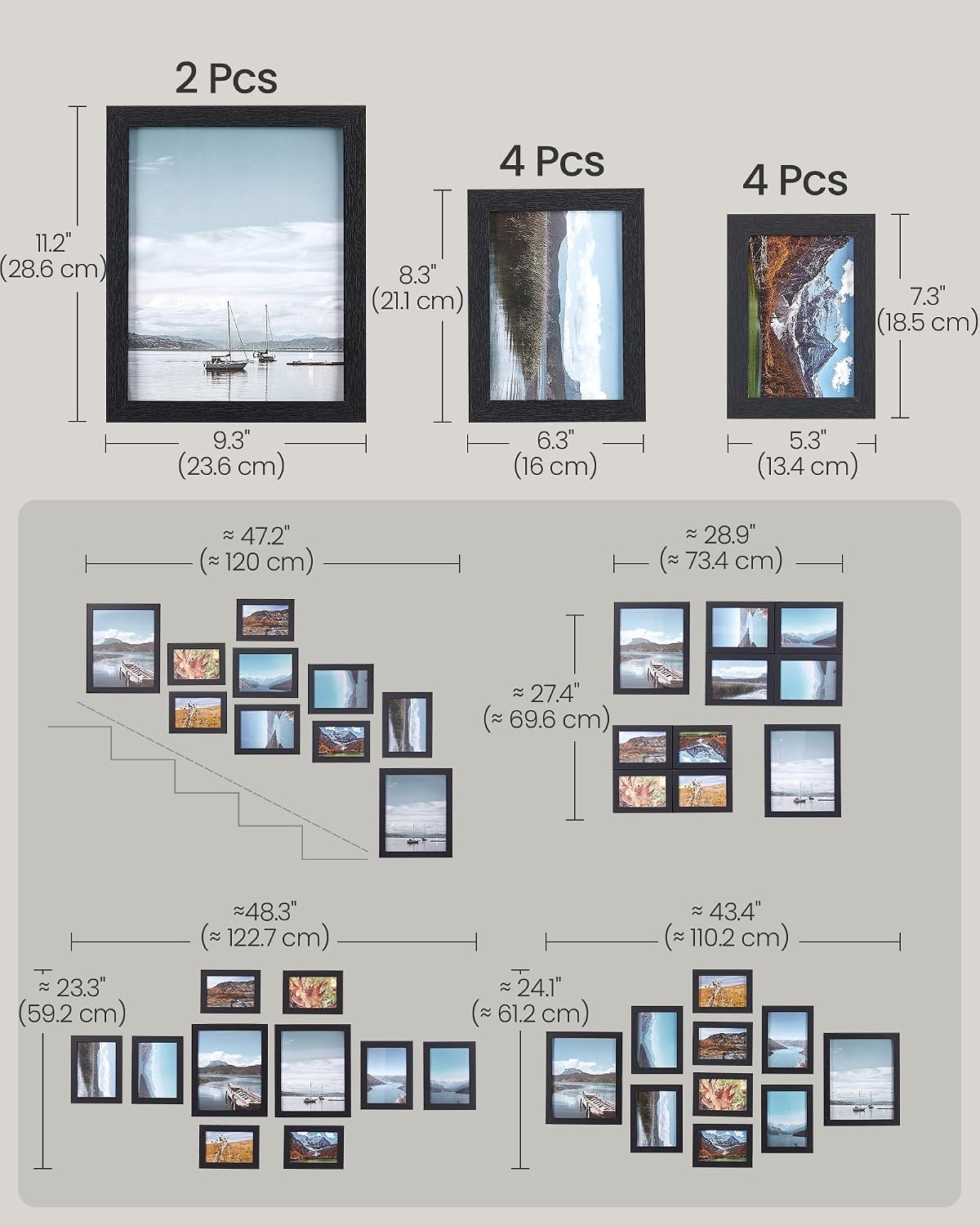 image:imageSONGMICS 10Piece Picture Frame Set Photo Frame CollageOak Black