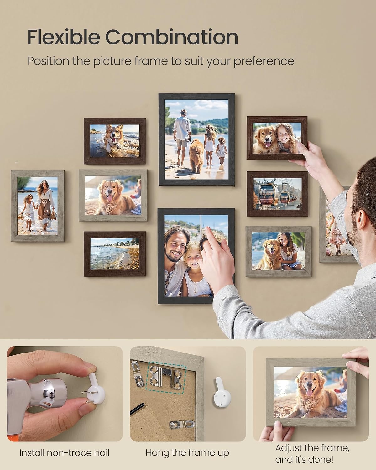image:imageSONGMICS 10Piece Picture Frame Set Photo Frame CollageRed Tea Brown