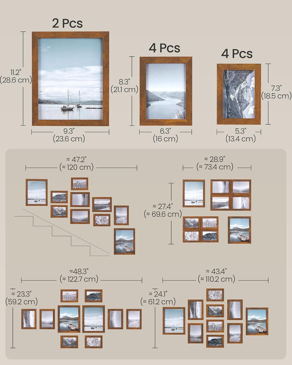 image:imageSONGMICS 10Piece Picture Frame Set Photo Frame CollageRustic Brown