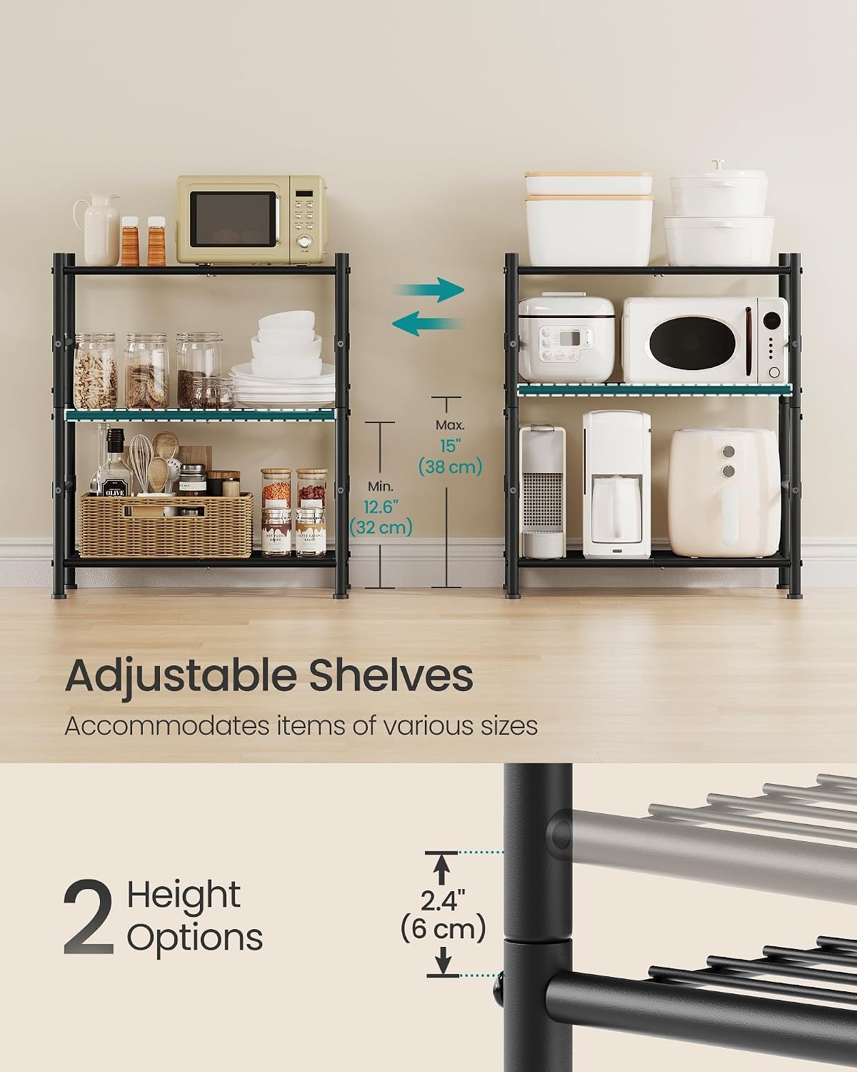 image:imageSONGMICS 3Tier Storage Shelf Steel Wire Organizer Rack3Tier