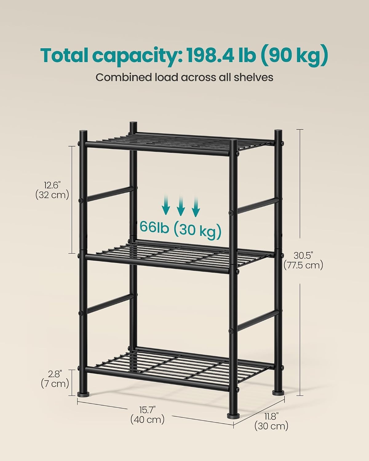image:imageSONGMICS 3Tier Storage Shelf Steel Wire Organizer Rack3Tier