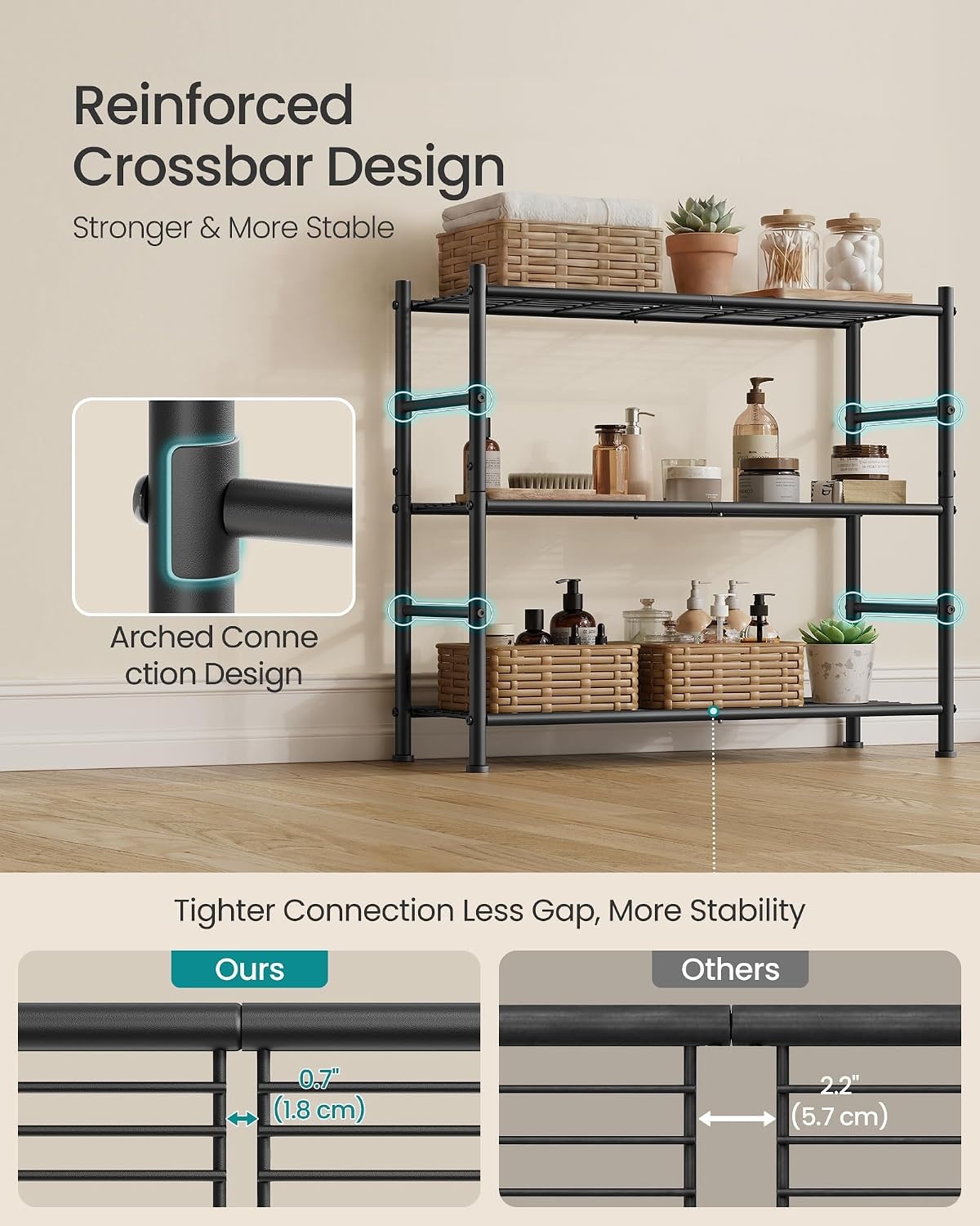 image:imageSONGMICS 3Tier Storage Shelf Steel Wire Organizer Rack3Tier