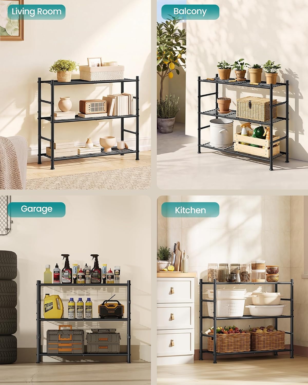 image:imageSONGMICS 3Tier Storage Shelf Steel Wire Organizer Rack3Tier