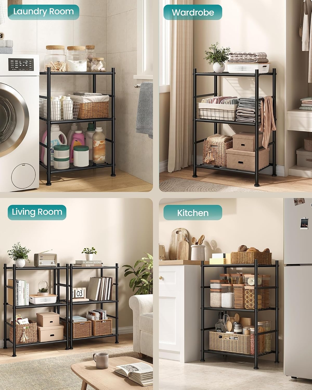 image:imageSONGMICS 3Tier Storage Shelf Steel Wire Organizer Rack3Tier