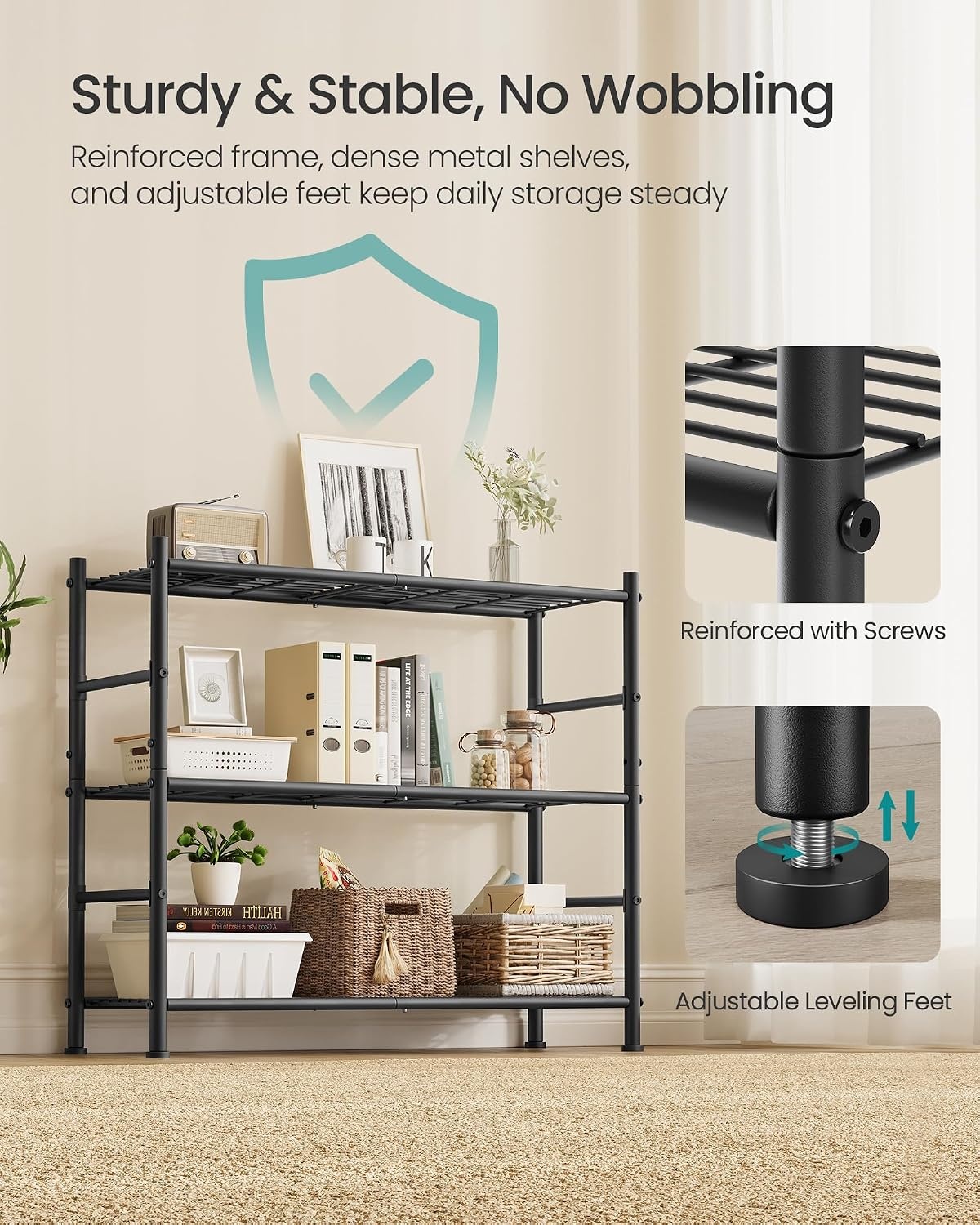 image:imageSONGMICS 3Tier Storage Shelf Steel Wire Organizer Rack3Tier