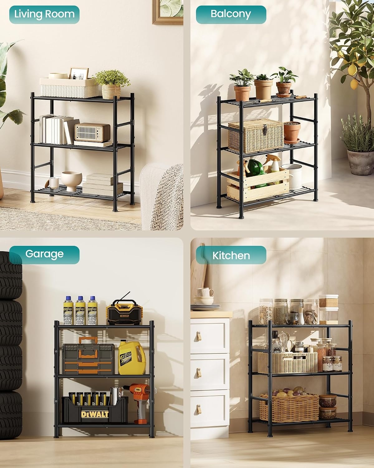 image:imageSONGMICS 3Tier Storage Shelf Steel Wire Organizer Rack3Tier