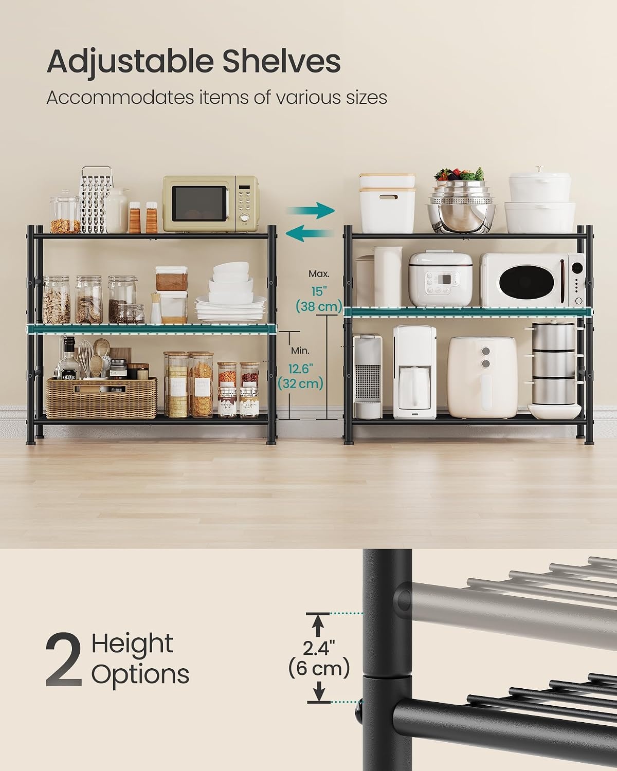 image:imageSONGMICS 3Tier Storage Shelf Steel Wire Organizer Rack3Tier