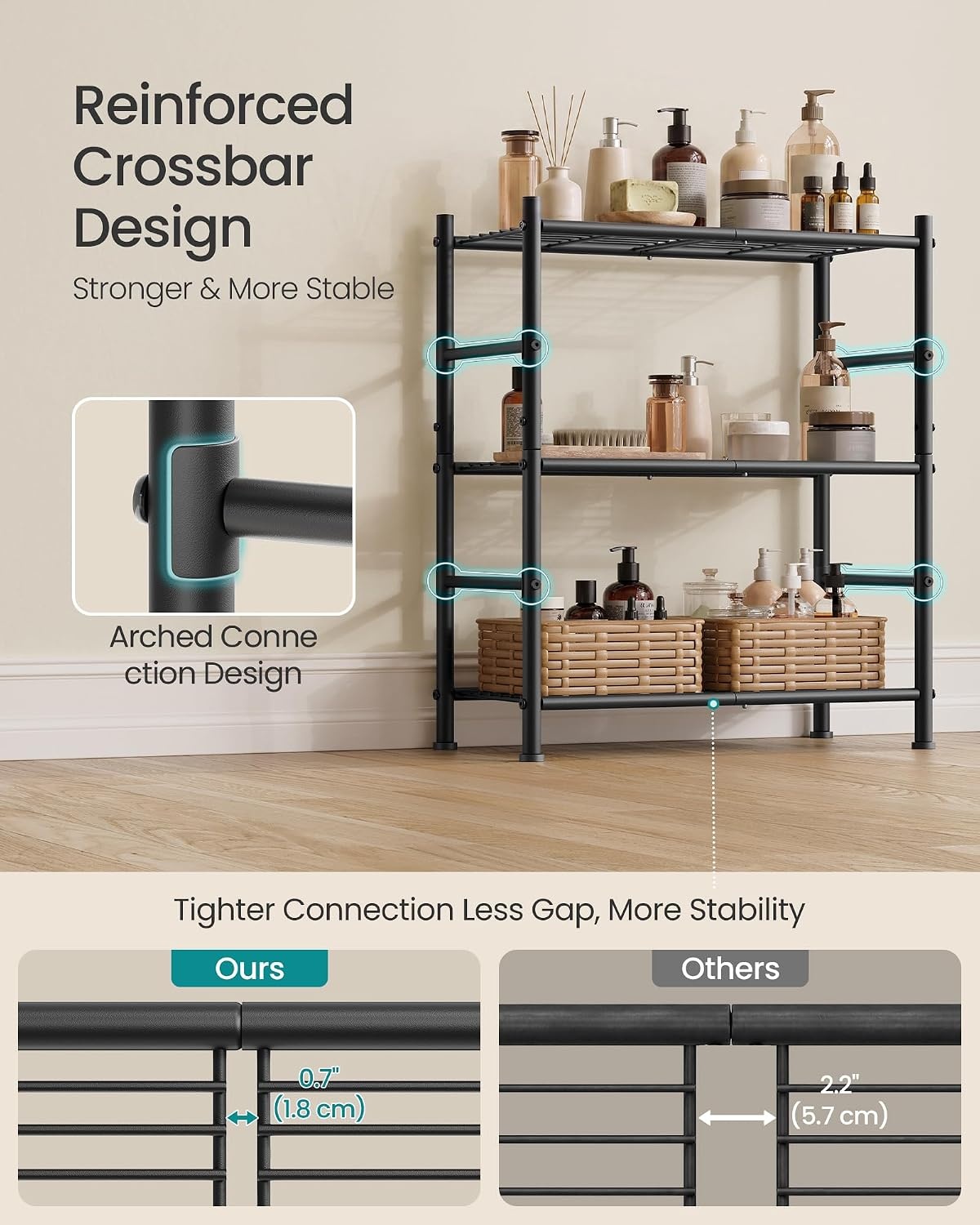 image:imageSONGMICS 3Tier Storage Shelf Steel Wire Organizer Rack3Tier