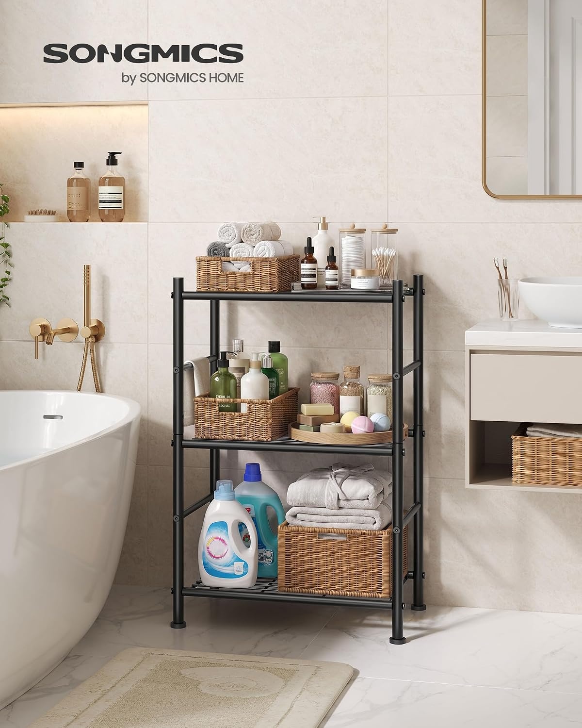 image:imageSONGMICS 3Tier Storage Shelf Steel Wire Organizer Rack3Tier