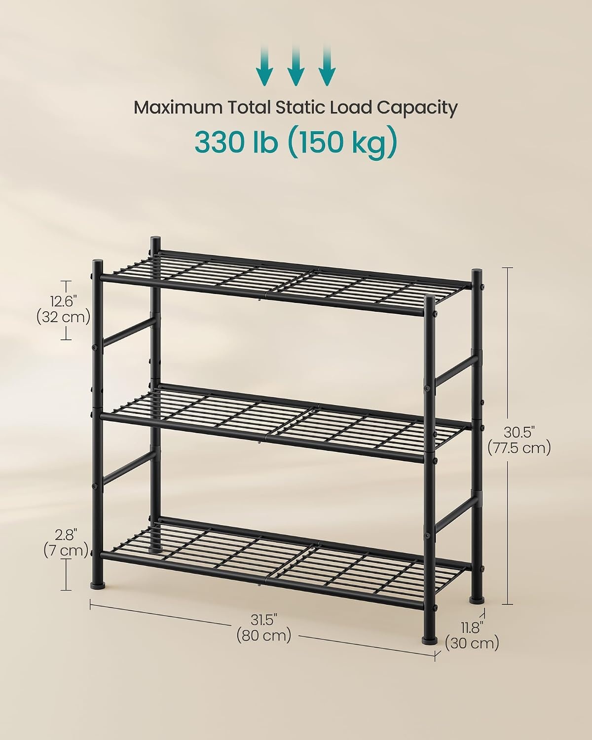 image:imageSONGMICS 3Tier Storage Shelf Steel Wire Organizer Rack3Tier
