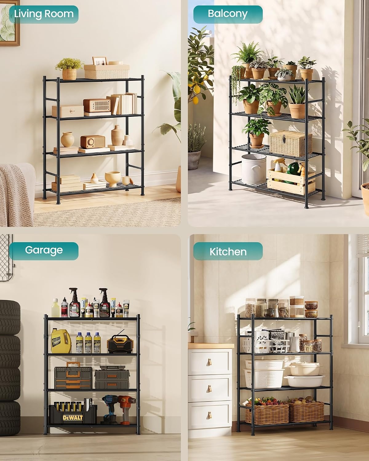 image:imageSONGMICS 3Tier Storage Shelf Steel Wire Organizer Rack4Tier