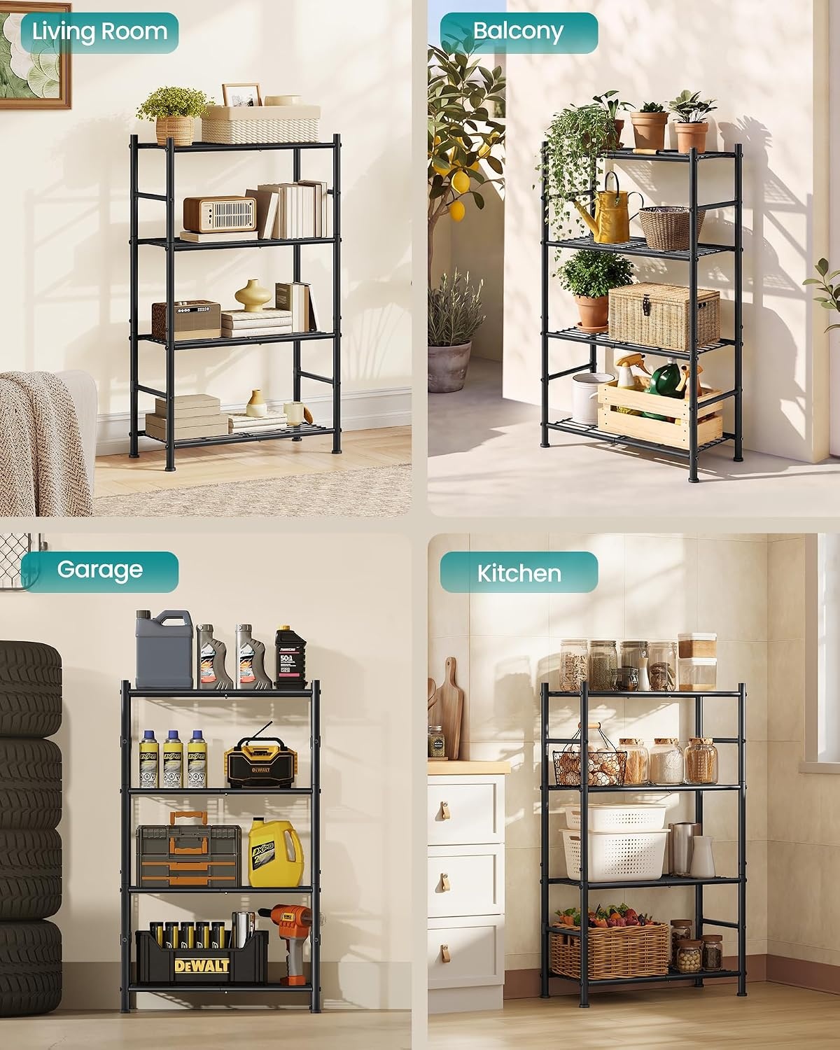 image:imageSONGMICS 3Tier Storage Shelf Steel Wire Organizer Rack4Tier