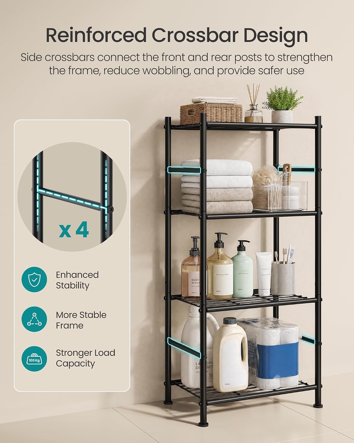 image:imageSONGMICS 3Tier Storage Shelf Steel Wire Organizer Rack4Tier