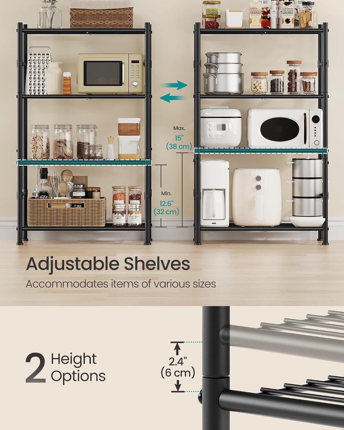 image:imageSONGMICS 3Tier Storage Shelf Steel Wire Organizer Rack4Tier
