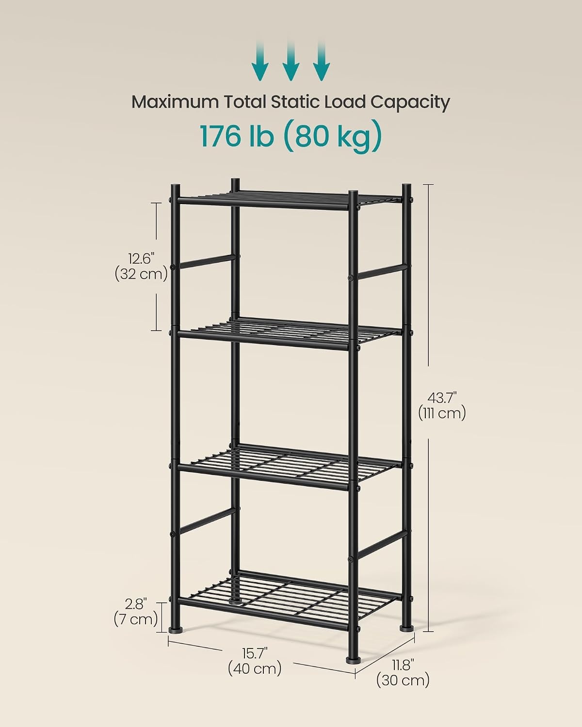 image:imageSONGMICS 3Tier Storage Shelf Steel Wire Organizer Rack4Tier