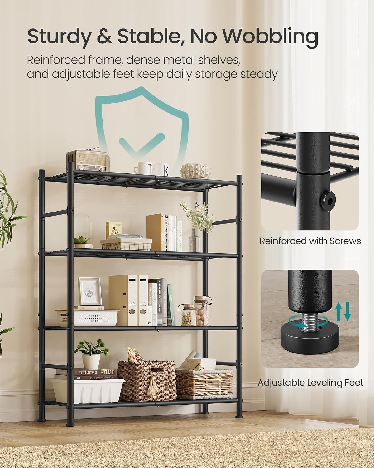 image:imageSONGMICS 3Tier Storage Shelf Steel Wire Organizer Rack4Tier