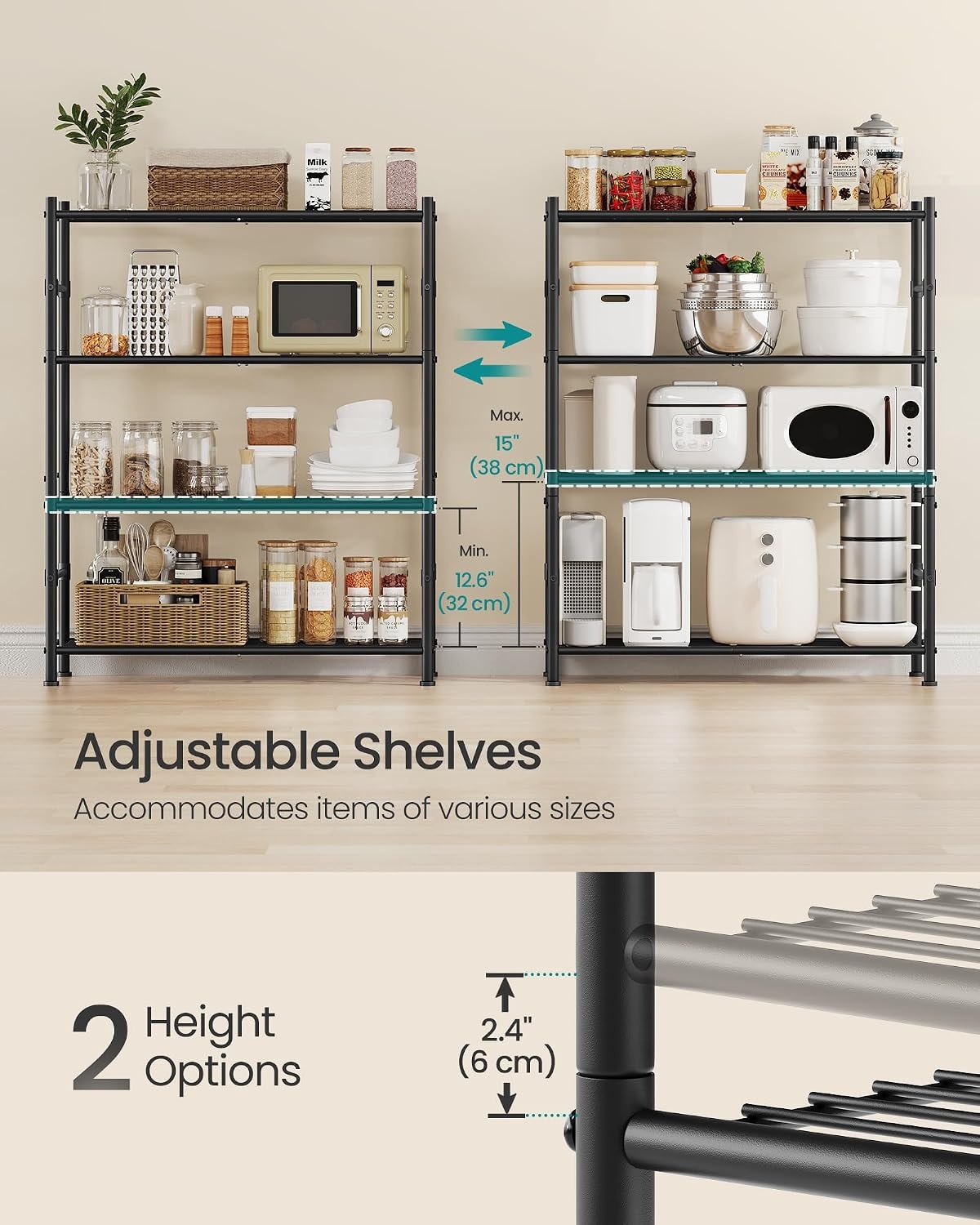 image:imageSONGMICS 3Tier Storage Shelf Steel Wire Organizer Rack4Tier