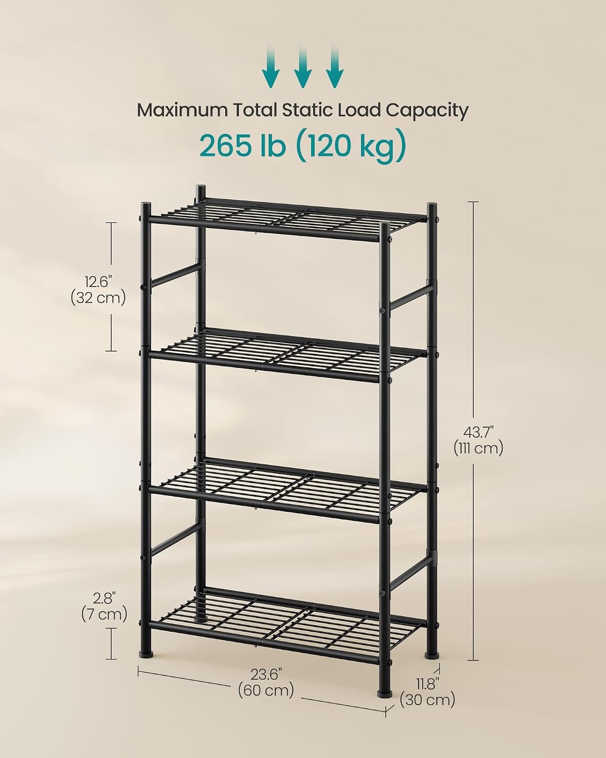 image:imageSONGMICS 3Tier Storage Shelf Steel Wire Organizer Rack4Tier