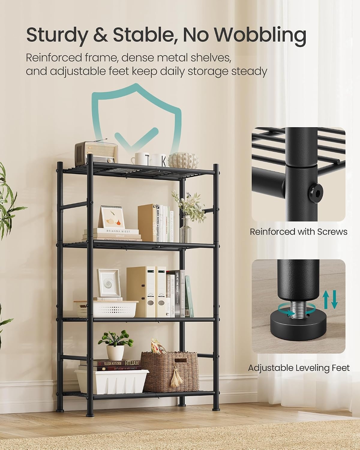 image:imageSONGMICS 3Tier Storage Shelf Steel Wire Organizer Rack4Tier